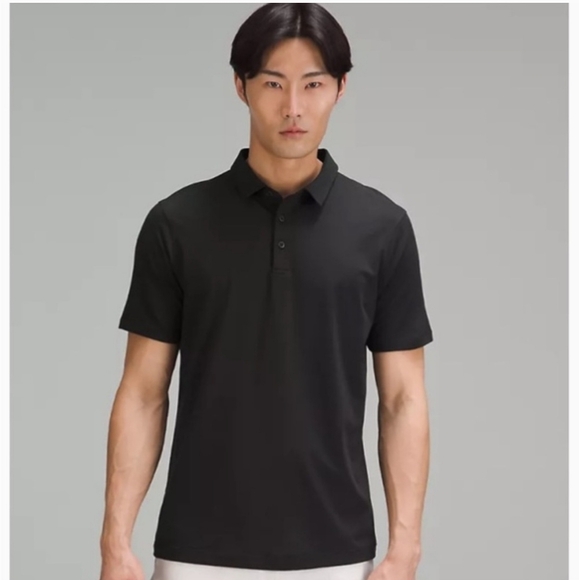 Lululemon Mens Evolution Black Short Sleeve Golf Polo Shirt L - Picture 1 of 8